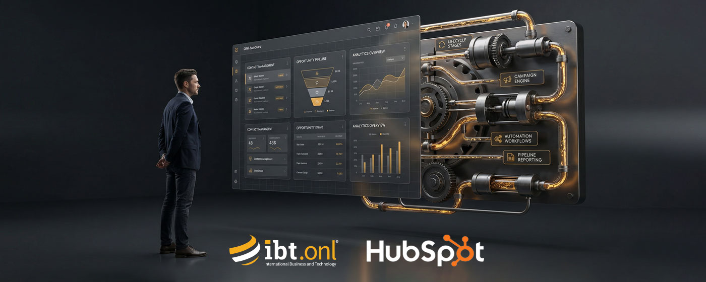 CRM dashboard transforming into structured revenue engine system representing HubSpot operationalized for pipeline growth.